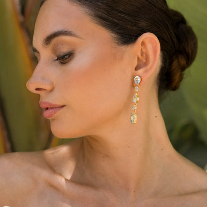 Pendientes Cristalina Azul claro aguamarina