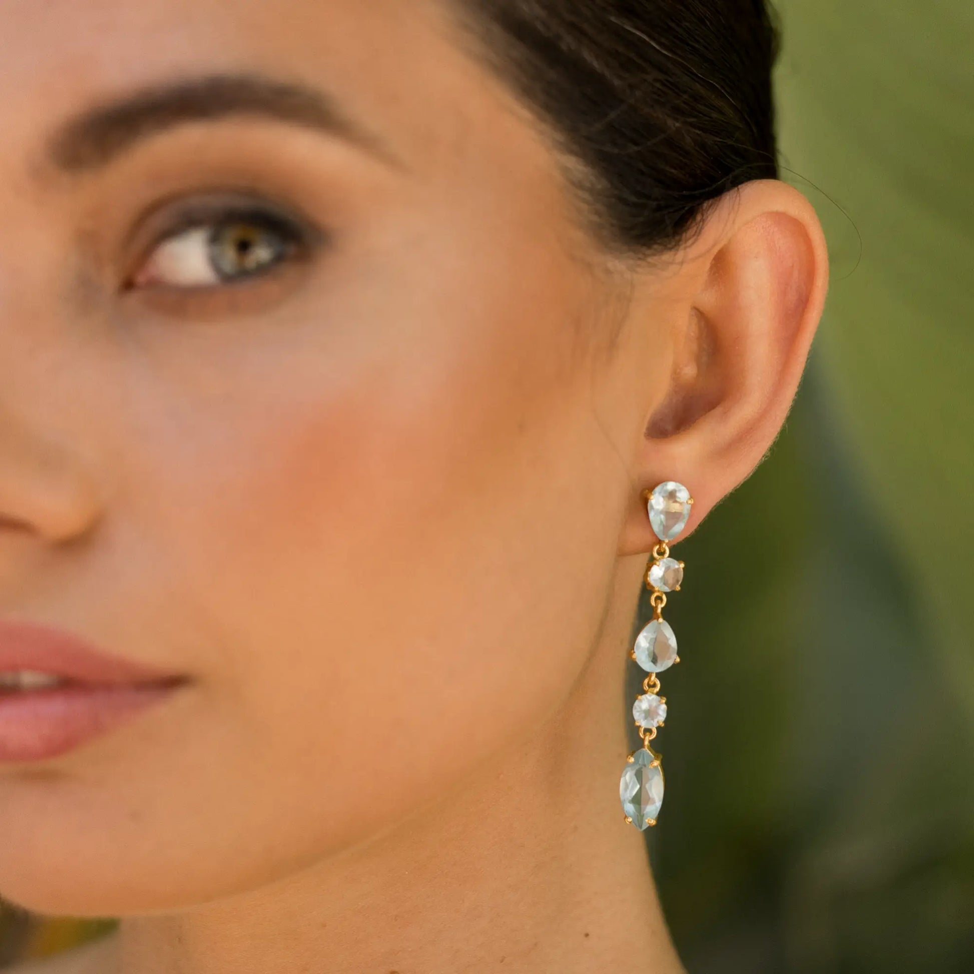 Pendientes Cristalina Azul claro aguamarina