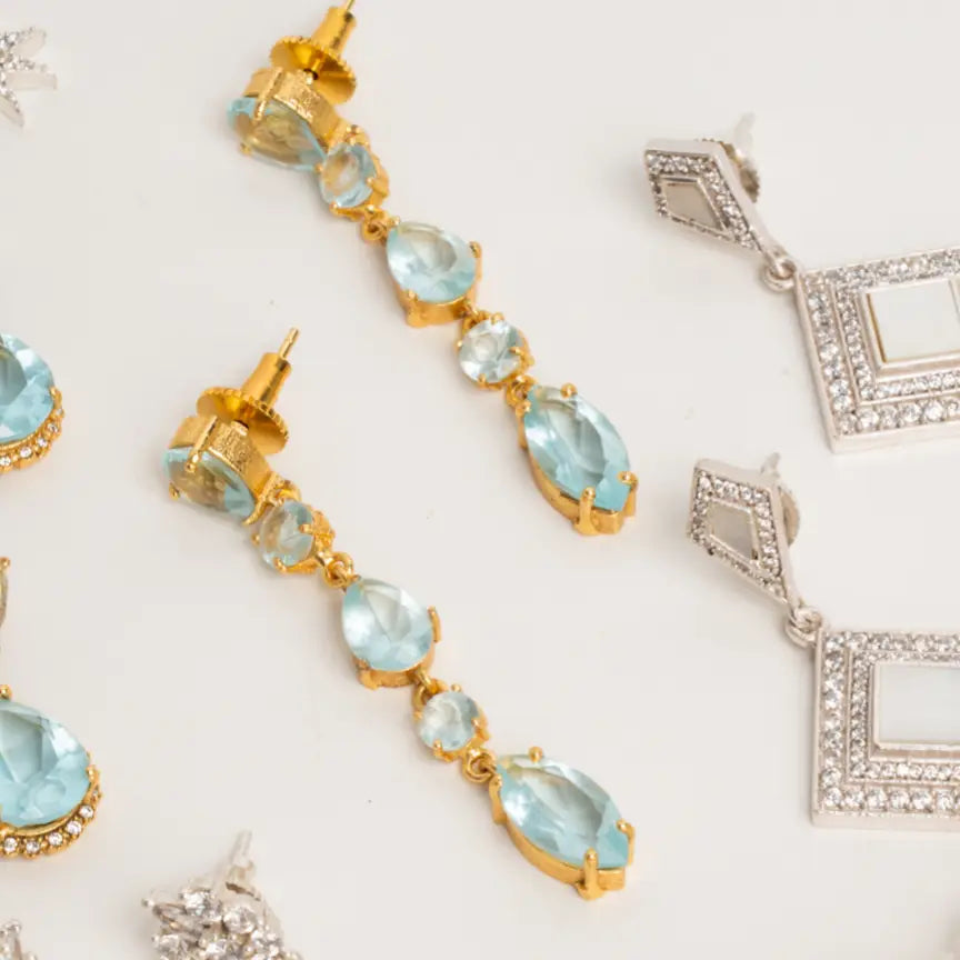 Pendientes Cristalina Azul claro aguamarina