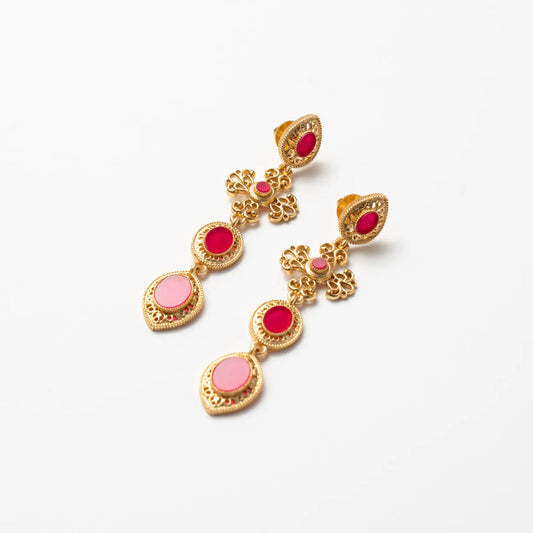 Pendientes Cruz Fuego Andaluz Ed. Limitada Fucsia