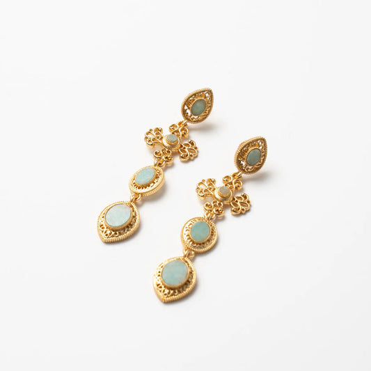 Pendientes Cruz Fuego Andaluz Ed. Limitada Verde Agua
