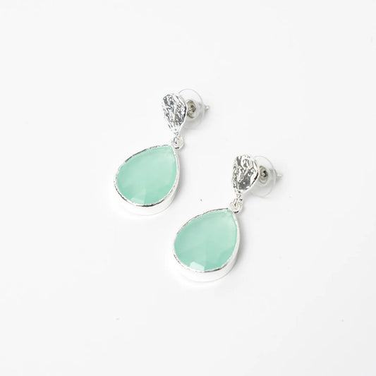 Pendientes Drop Ed. Limitada Plata Pulido Verde Agua