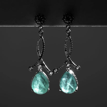 Pendientes Enjuto Plata Verde