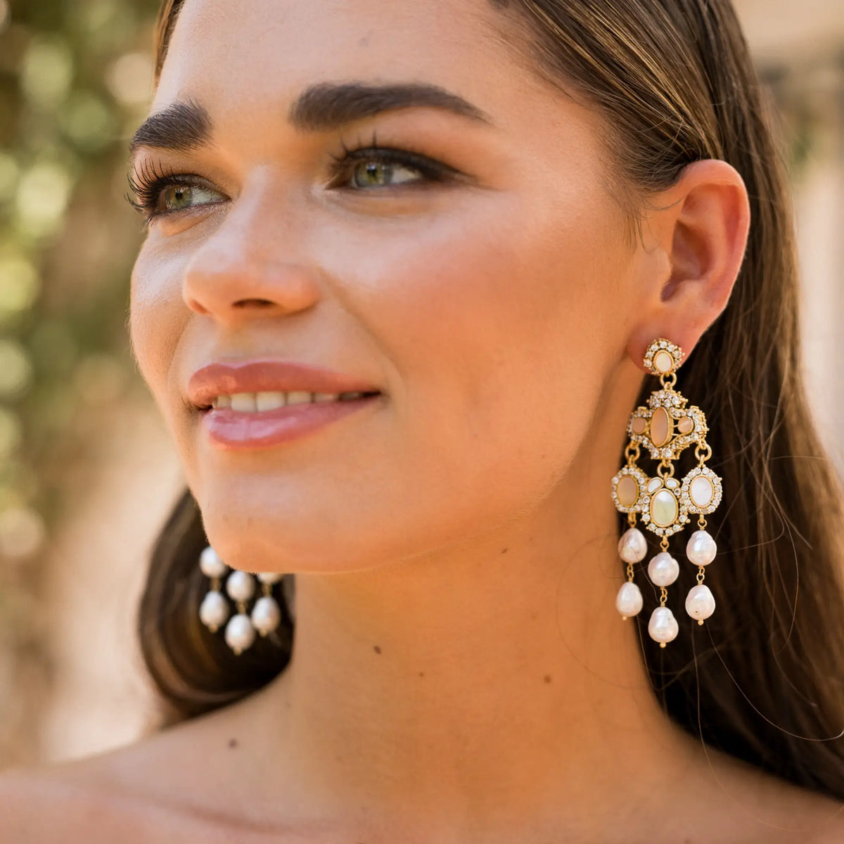 Pendientes Esplend Shine, Blanco nácar y Perlas