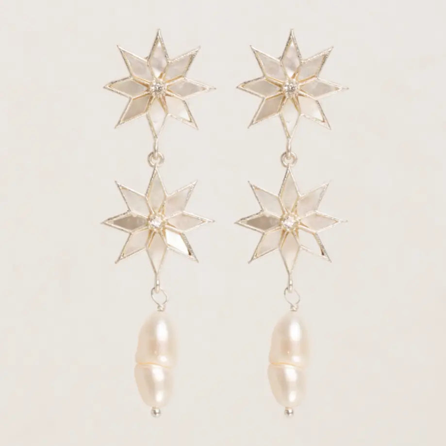 Pendientes Estelaria Plata Nácar Perla