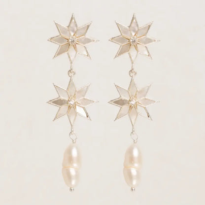 Pendientes Estelaria Plata Nácar Perla
