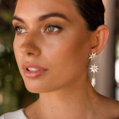 Pendientes Estelaria Plata Nácar Perla