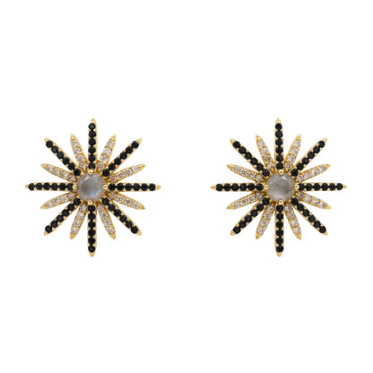 Pendientes Estrella Polar Labradorita y Negro Shine
