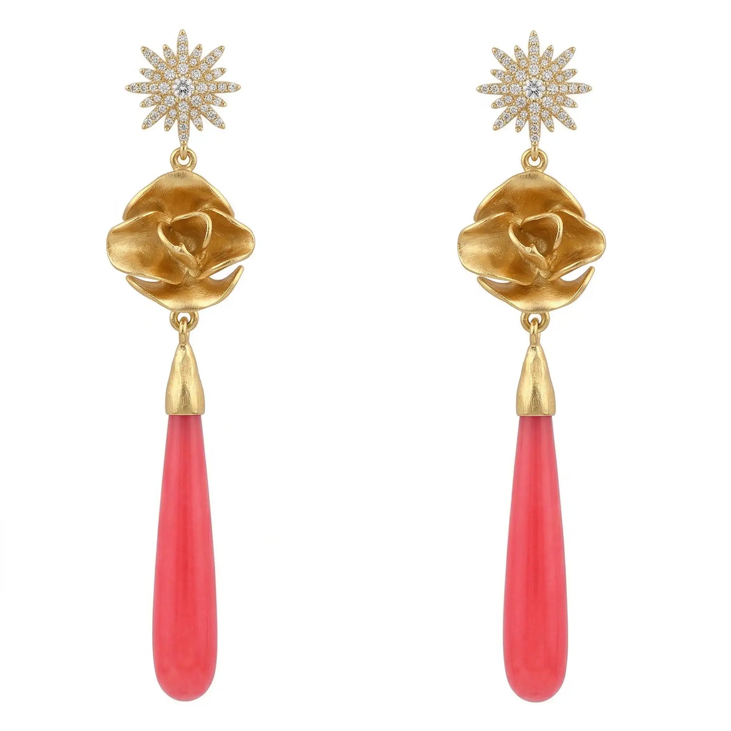 Star of Dew Earrings Hot Pink