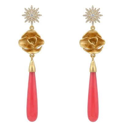 Star of Dew Earrings Hot Pink