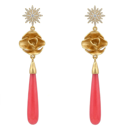 Star of Dew Earrings Hot Pink