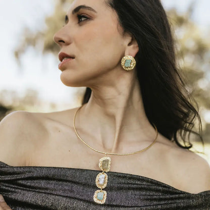 Pendientes Evora Verde Agua Amazonita