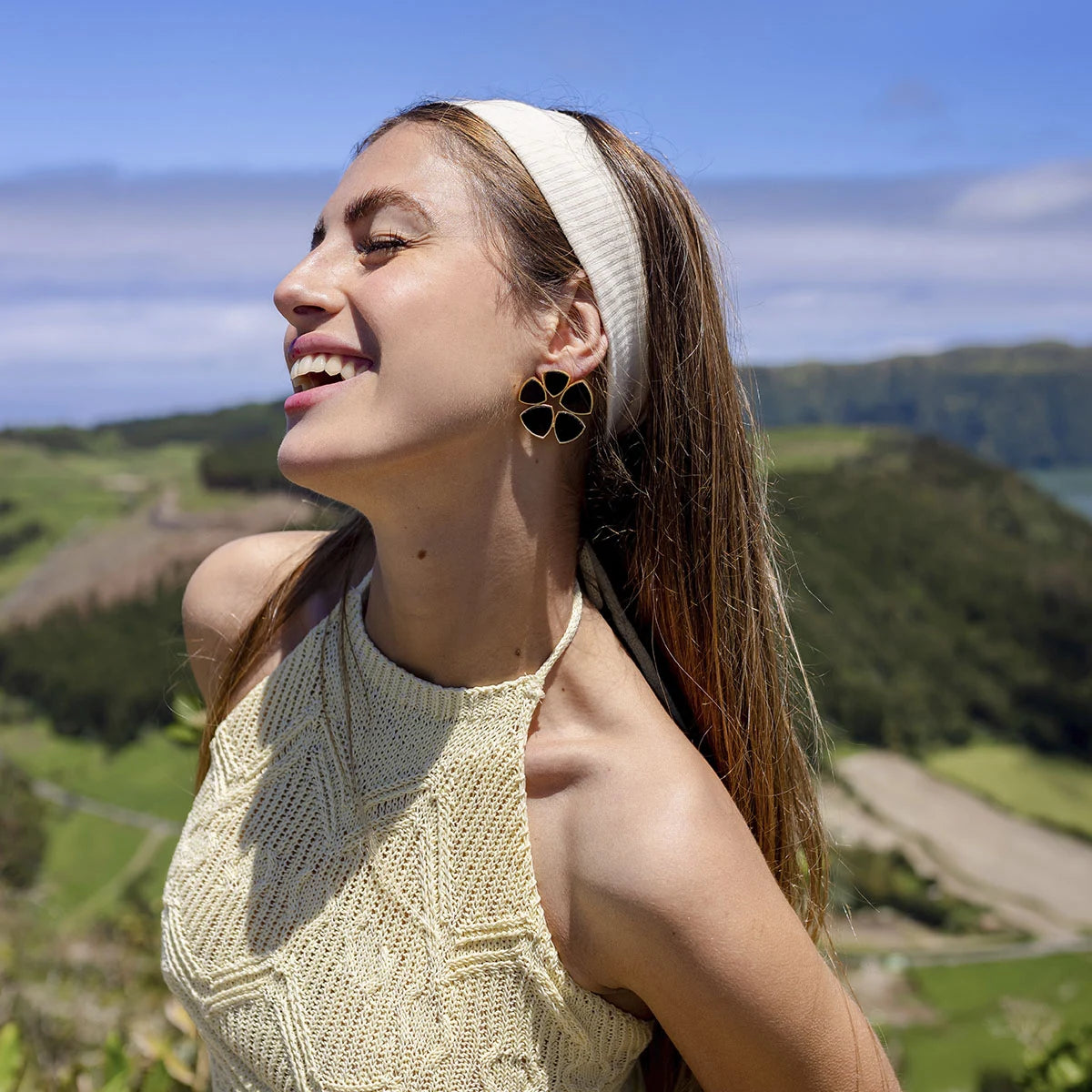 Pendientes Flor Batres Negro