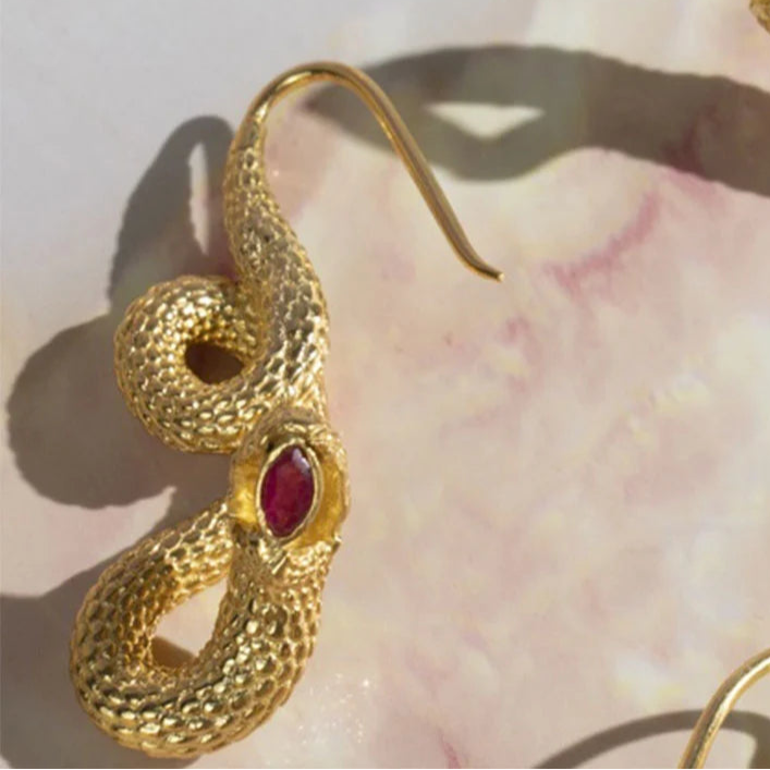 Pendientes Serpiente Galana Rubí
