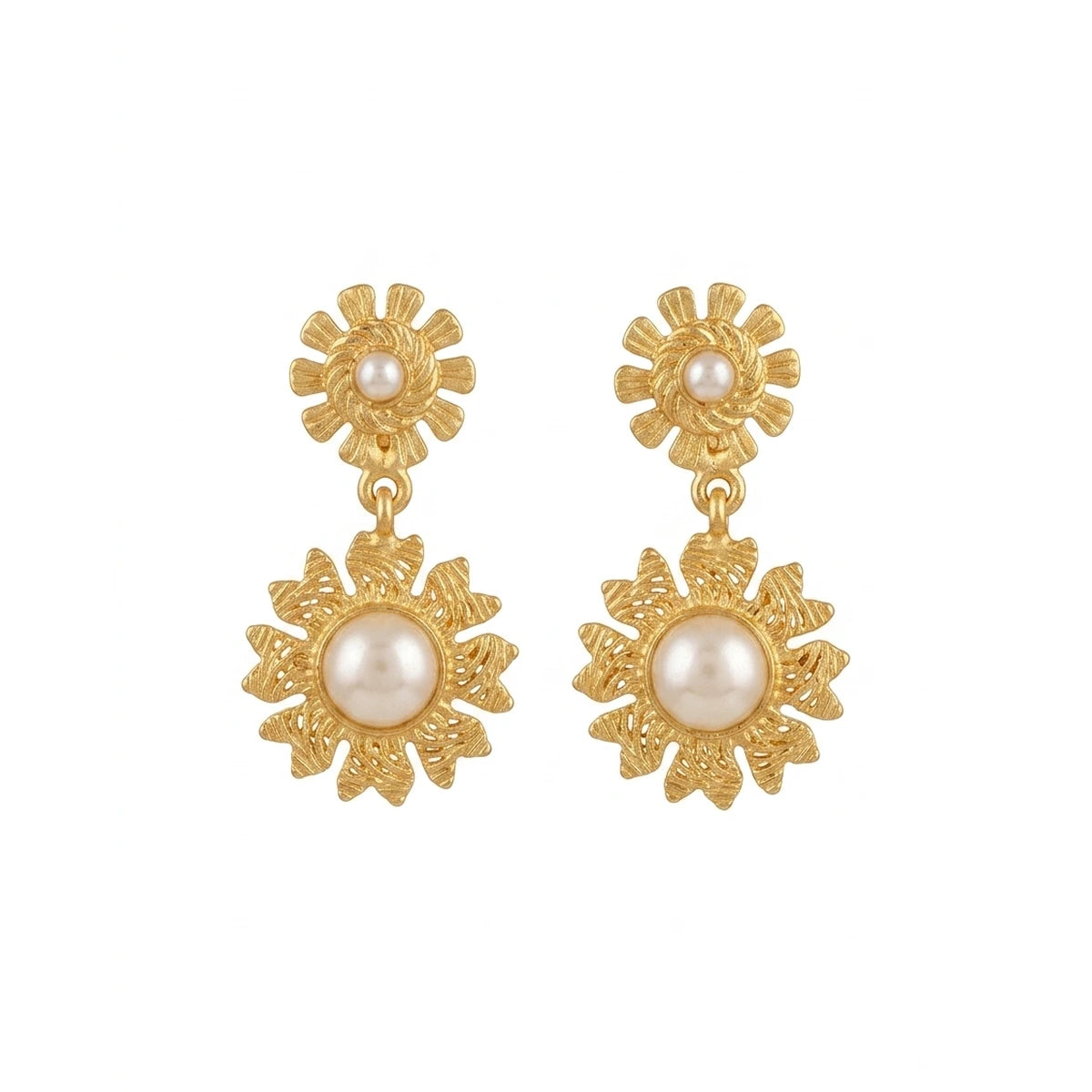 Pendientes Girasolina Perlas