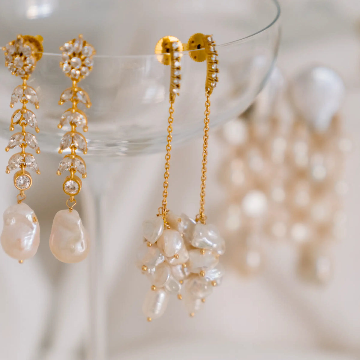 Pendientes Glicina Shine Cadena Perlas
