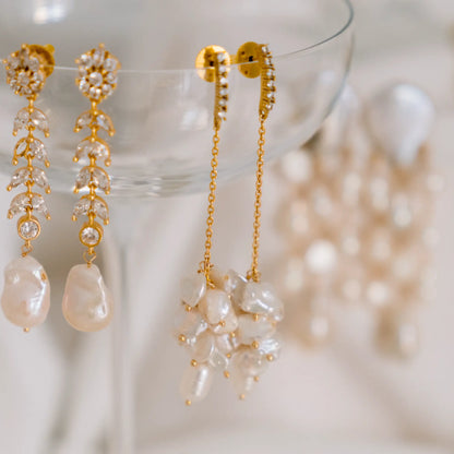 Pendientes Glicina Shine Cadena Perlas