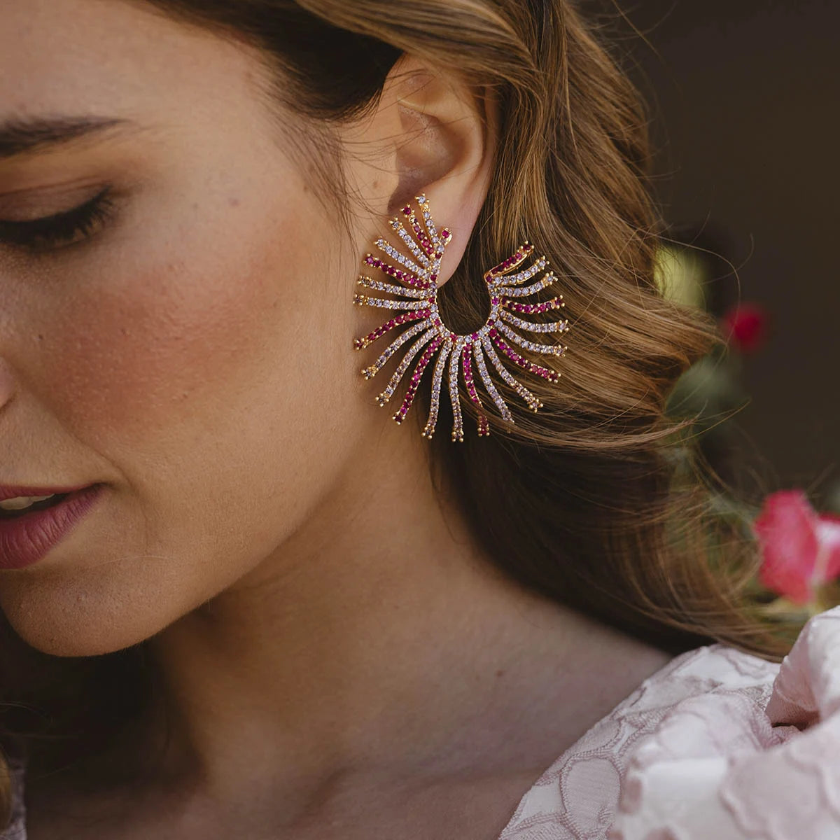 Pendientes Le Soleil Fucsia y Morado