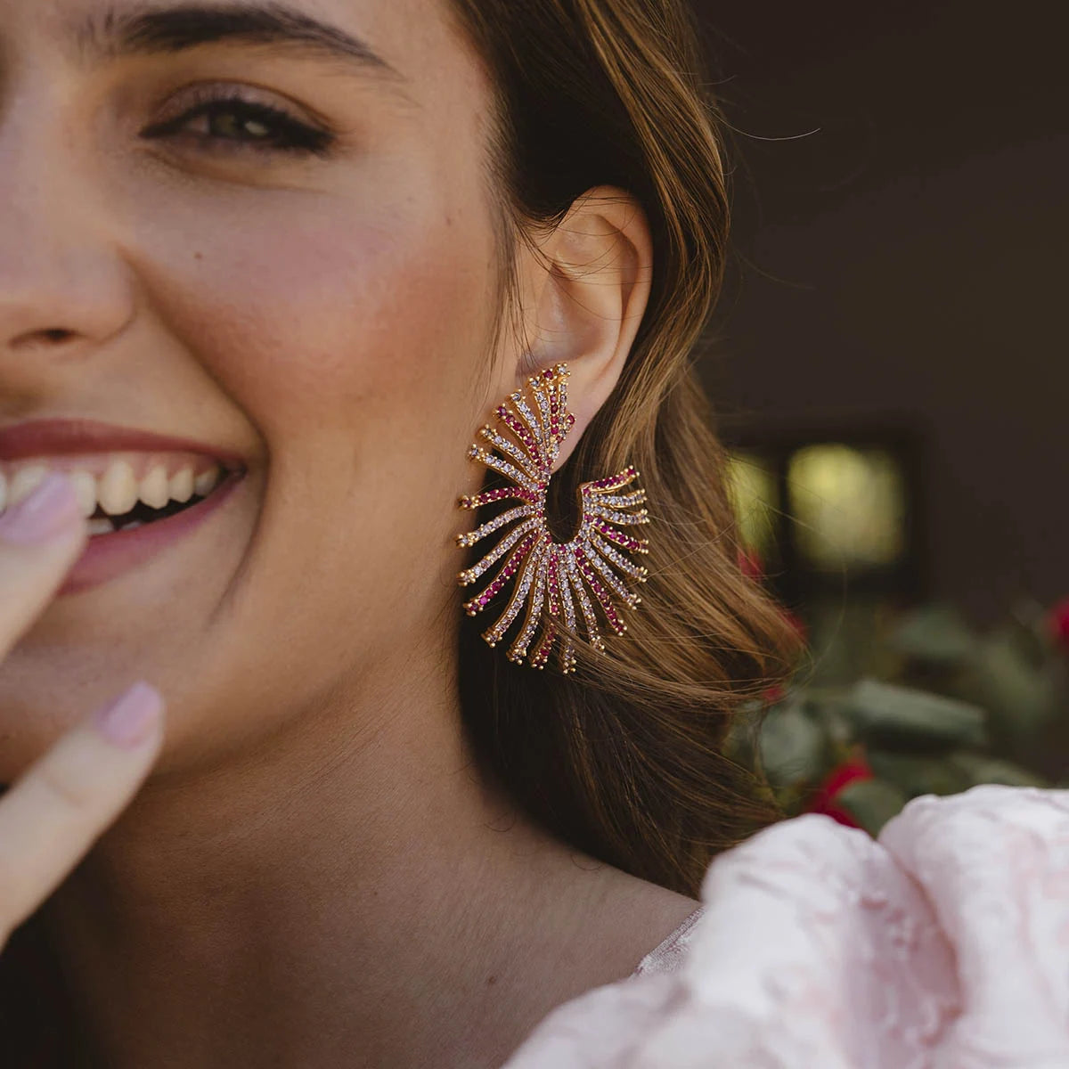 Pendientes Le Soleil Fucsia y Morado