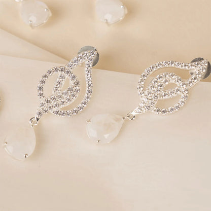 Pendientes Linares Plata Piedra Lunar