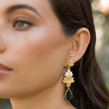 Pendientes Mariner Blanco nácar y Azul oscuro