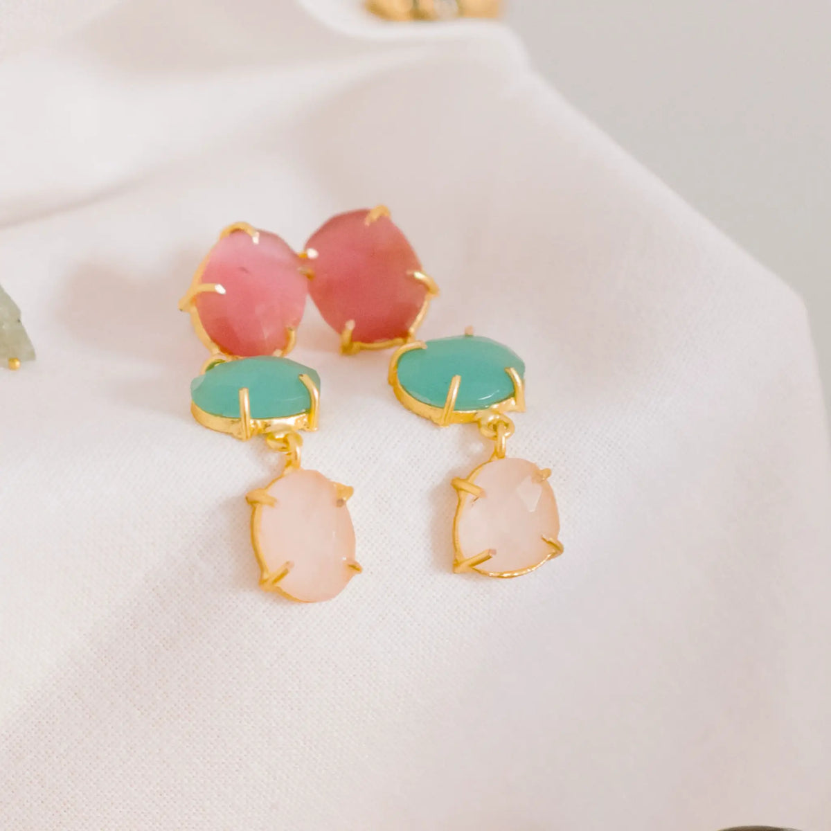 Pendientes Martis Rosas y Verde Agua