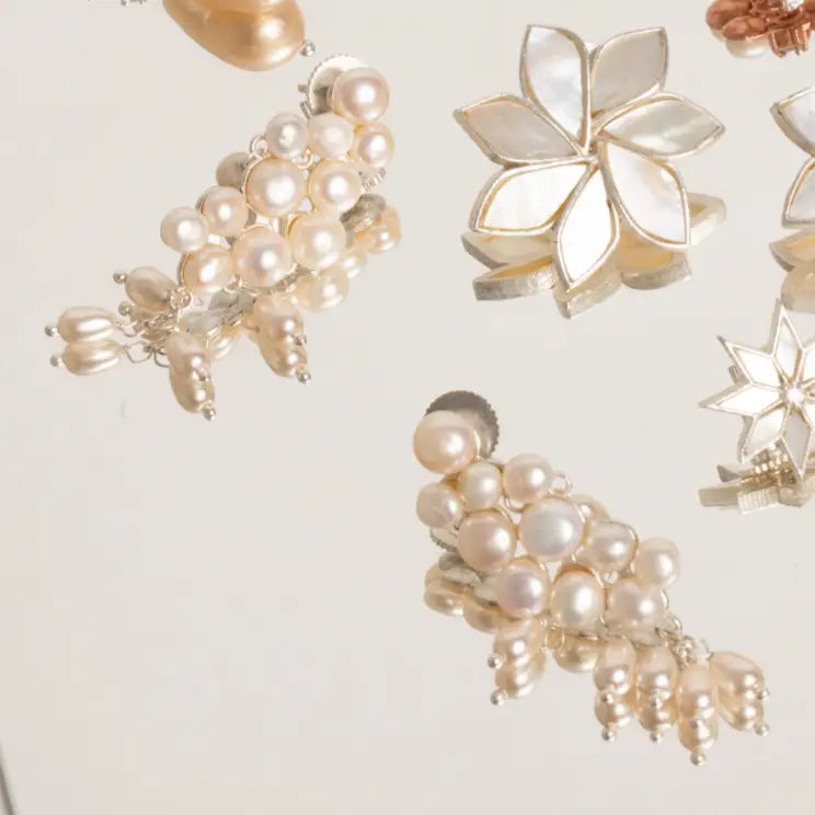 Pendientes Nacarina Plata Perlas