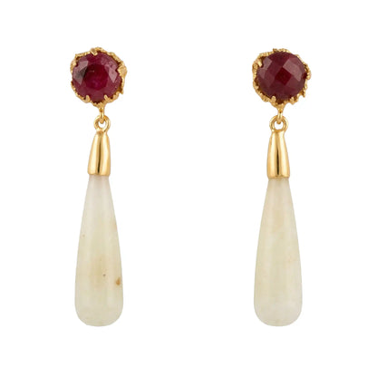 Pendientes Pasión Flamenca Rubí y Piedra Lunar