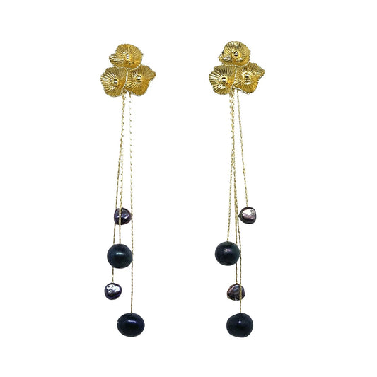 Pendientes Primavera Desmontable Negro Iridiscente