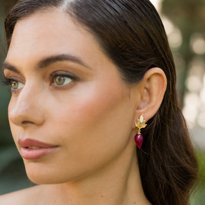 Pendientes Serenna Blanco nácar y Rubí