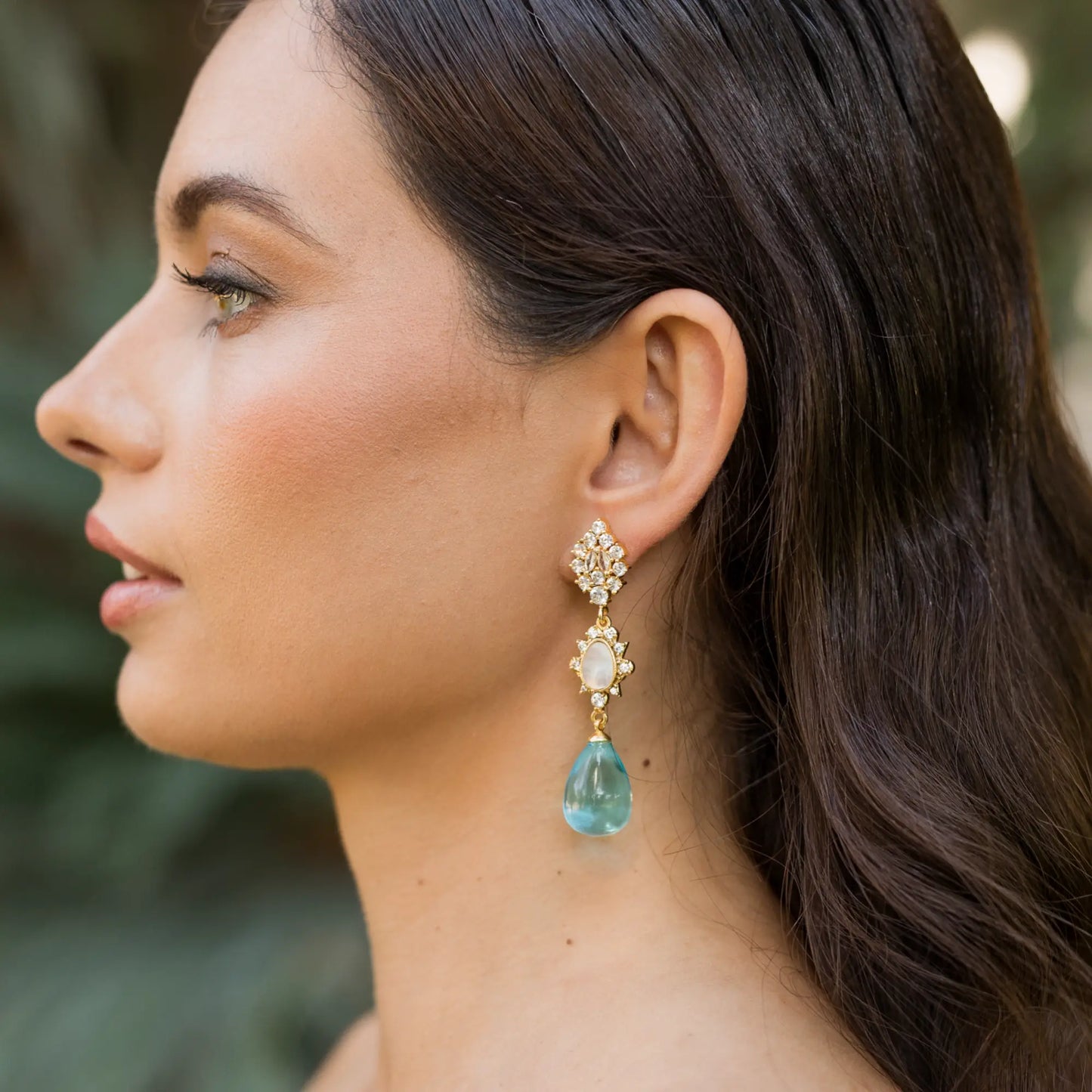 Pendientes Sirenas Shine, Nácar y Azul claro