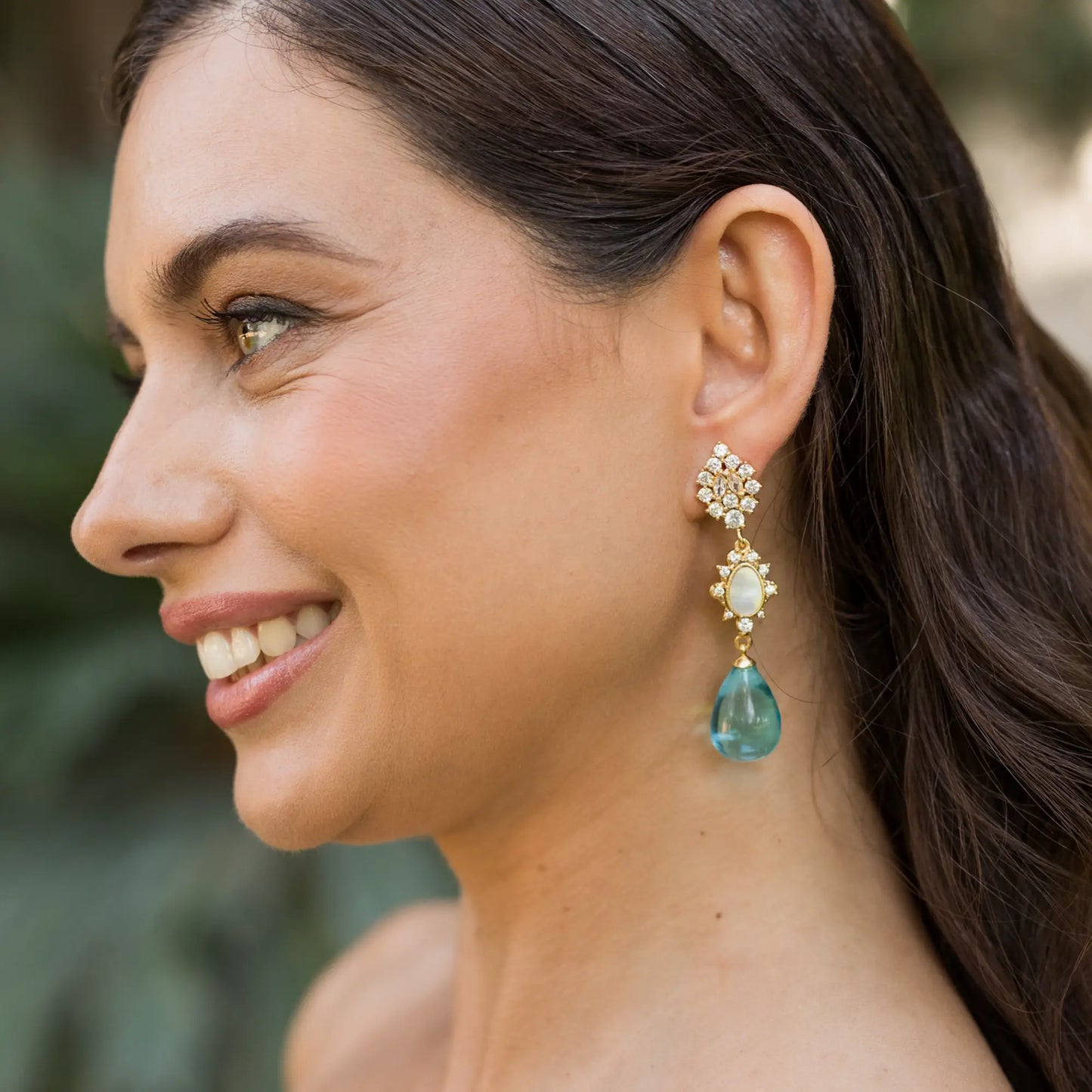 Pendientes Sirenas Shine, Nácar y Azul claro