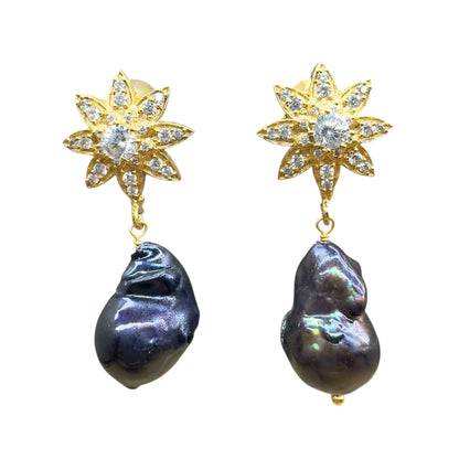 Pendientes Solaris Perla Negra
