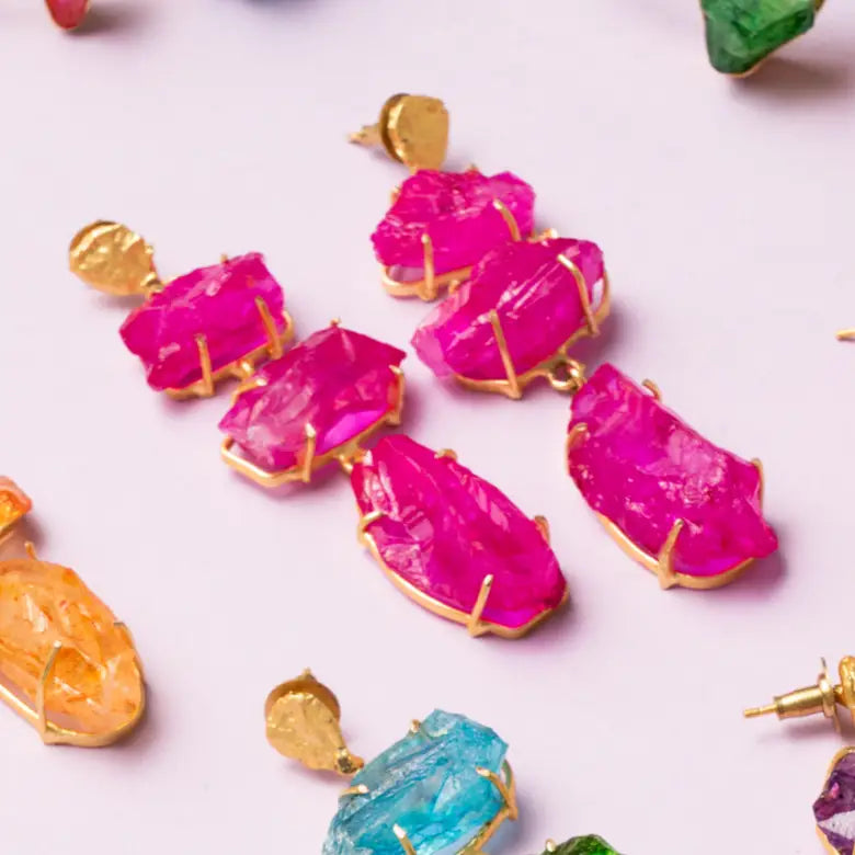 Pendientes Terral Rough Fucsia
