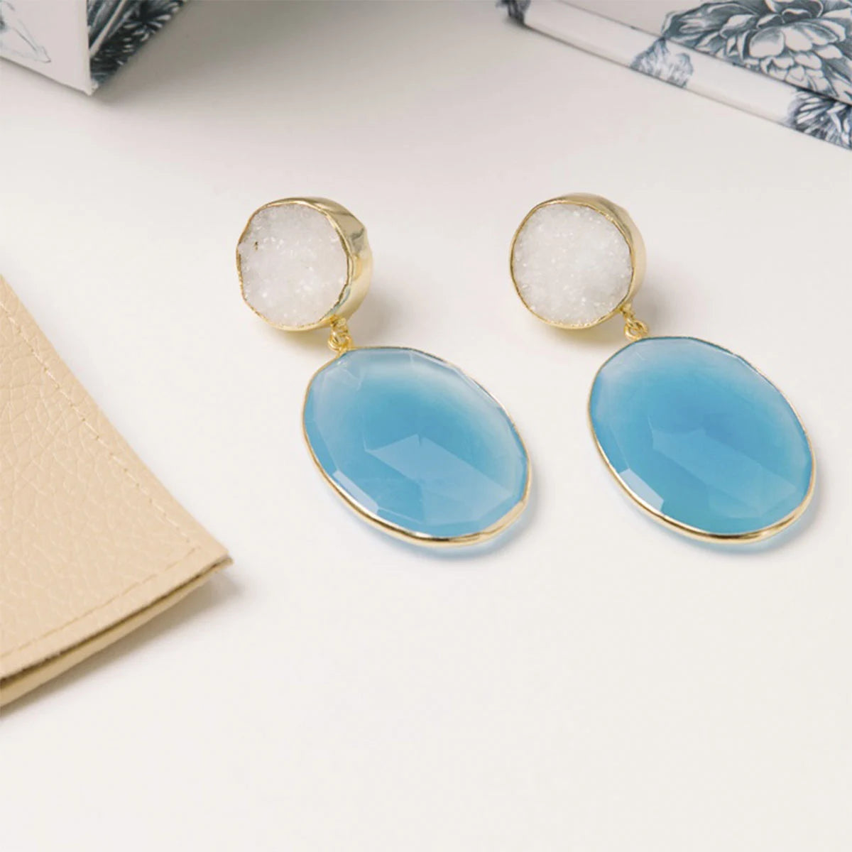 Pendientes Toulouse Blanco y Azul