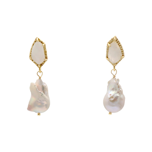 Pendientes Perlá Piedra Lunar y Perla