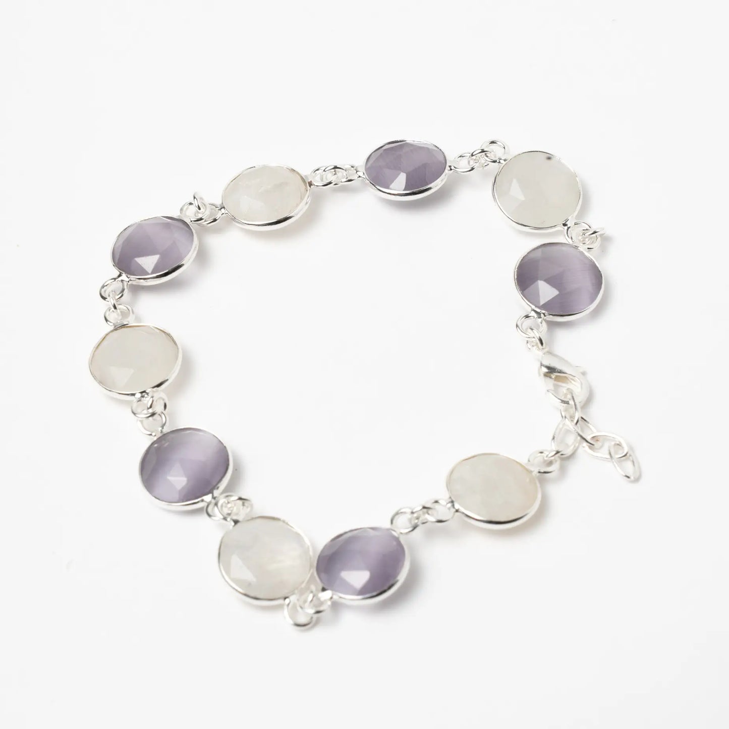 Pulsera Kira Ed. Limitada Plata Piedra Lunar y Malva