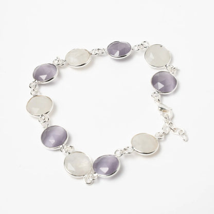 Pulsera Kira Ed. Limitada Plata Piedra Lunar y Malva