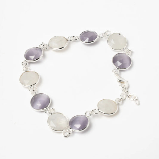 Pulsera Kira Ed. Limitada Plata Piedra Lunar y Malva