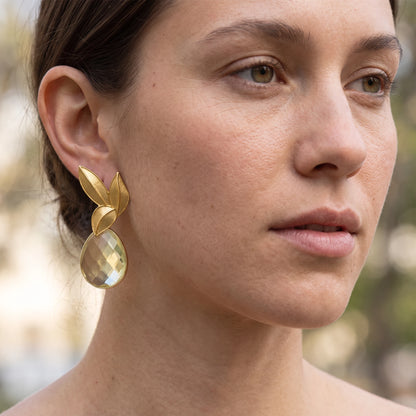 Set Matrix Pendientes Desmontables Laguén y Tear Amarillo Cristal