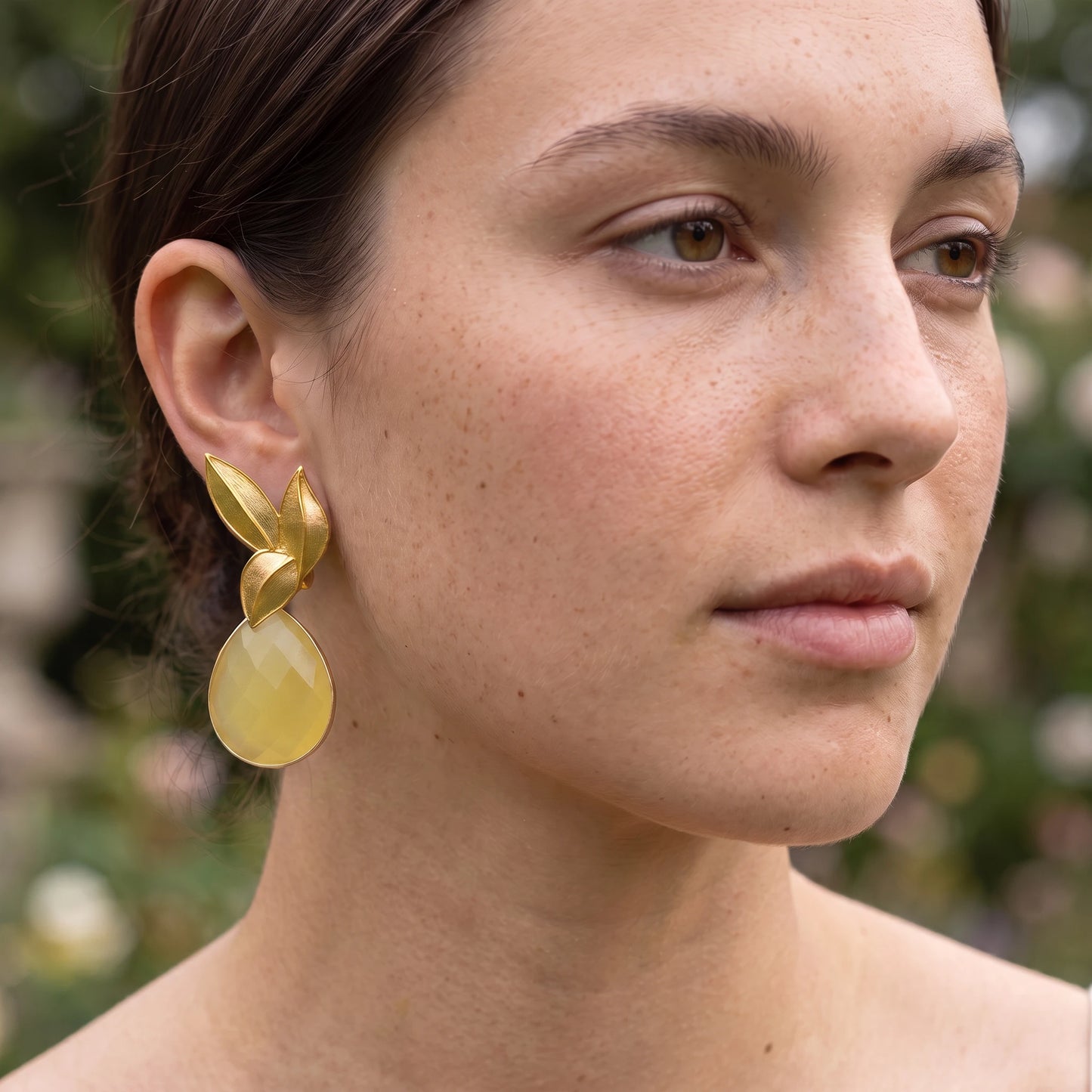 Set Matrix Pendientes Desmontables Laguén y Tear Amarillo Mostaza