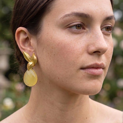 Set Matrix Pendientes Desmontables Laguén y Tear Amarillo Mostaza