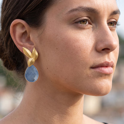 Set Matrix Pendientes Desmontables Laguén y Tear Azul Mystic Cristal