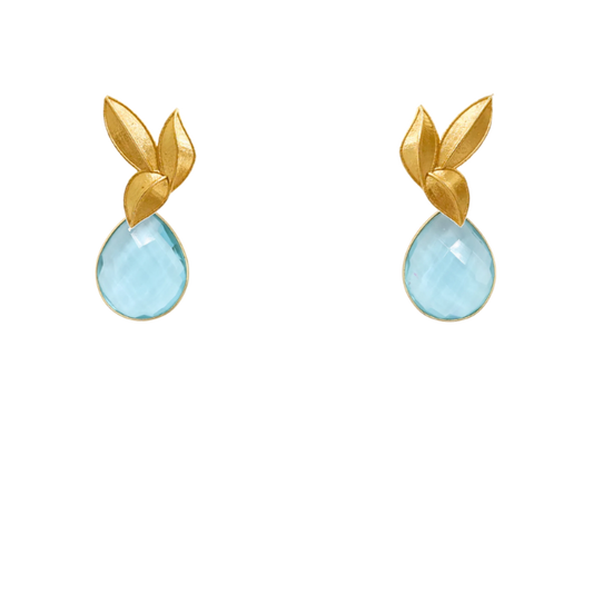 Set Matrix Pendientes Desmontables Laguén y Tear Azul Turquesa Cristal