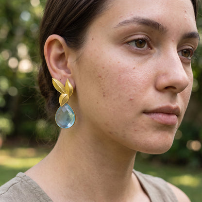 Set Matrix Pendientes Desmontables Laguén y Tear Azul Turquesa Cristal
