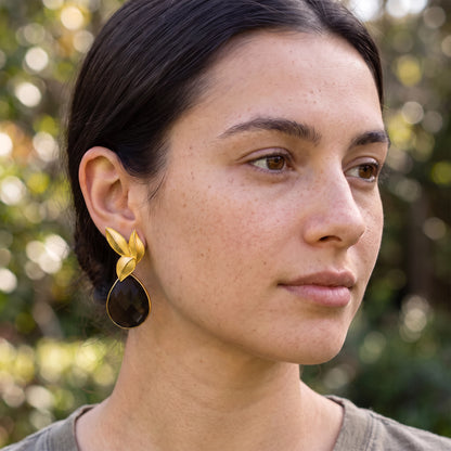 Set Matrix Pendientes Desmontables Laguén y Tear Marrón Oscuro