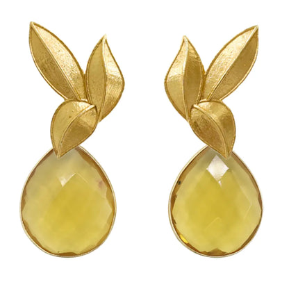 Set Matrix Pendientes Desmontables Laguén y Tear Naranja Mostaza Cristal