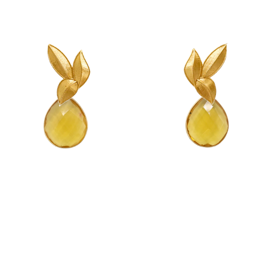 Set Matrix Pendientes Desmontables Laguén y Tear Naranja Mostaza Cristal