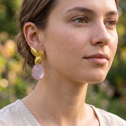 Set Matrix Pendientes Desmontables Laguén y Tear Rosa Claro Cristal