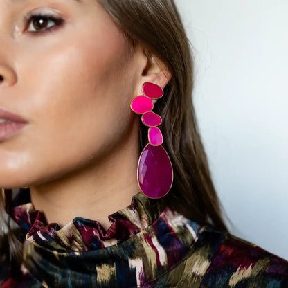 Set Matrix Pendientes Genís Big y Elix XL Fucsia buganvilla